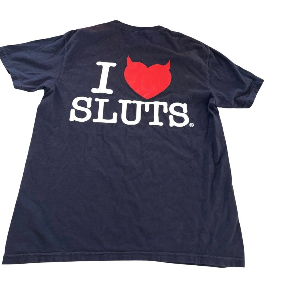 I m Horny Mens Tee Shirt Size Large Black LA I Love Sluts Crew Neck Casual